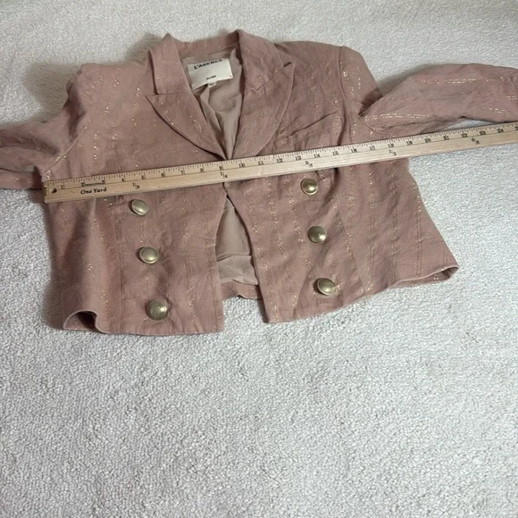 L'agence Inez Linen Blend Crop Blazer-Pink-Size 6-Linen Blend - Picture 4 of 8